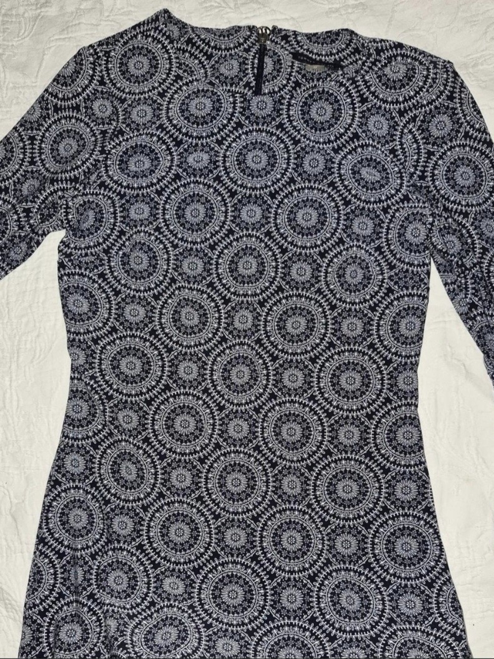 Tommy Hilfiger Navy and White Long Sleeve Medallion Print Dress
